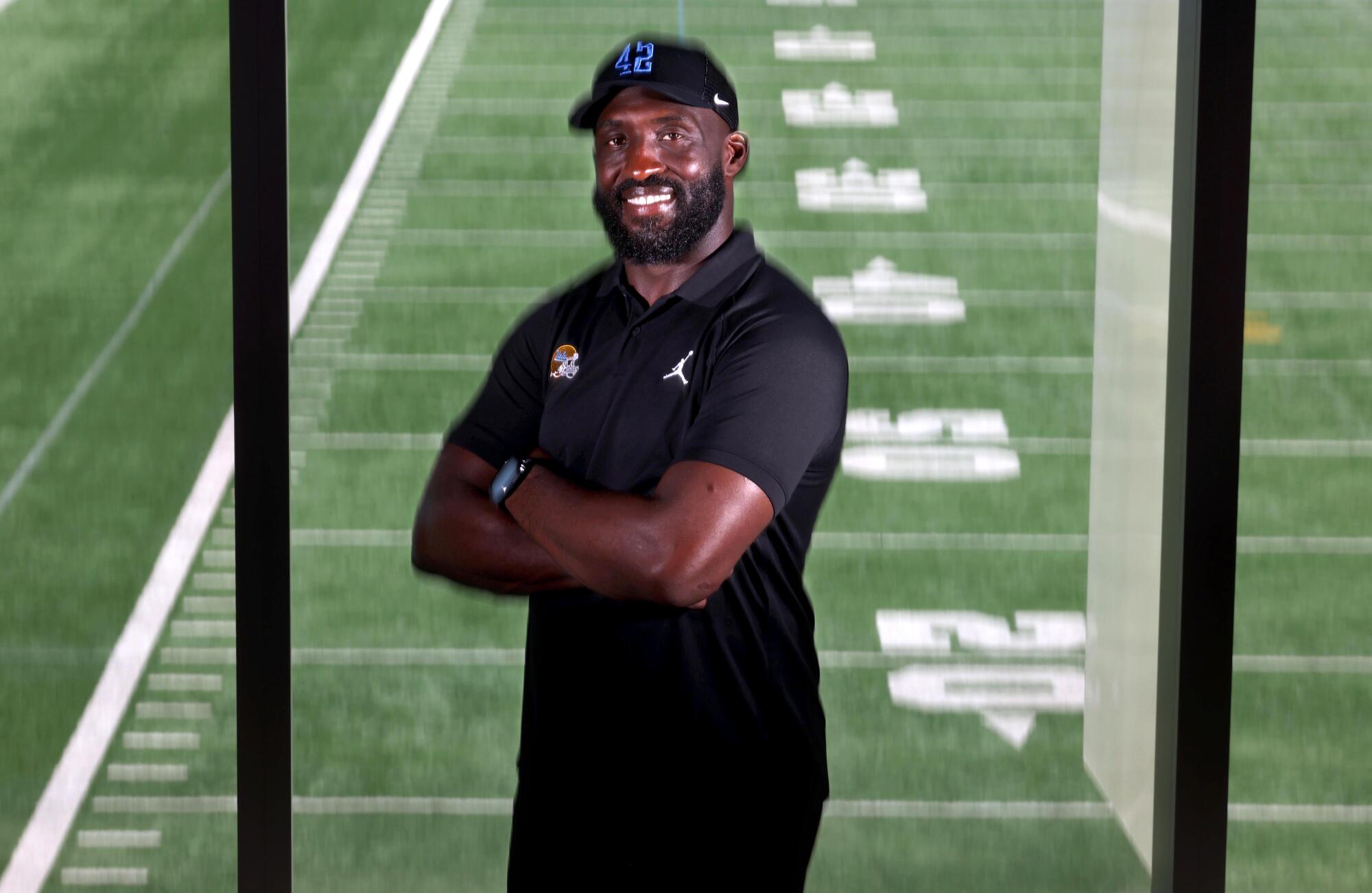 DeShaun Foster inside the Wasserman Football Center.