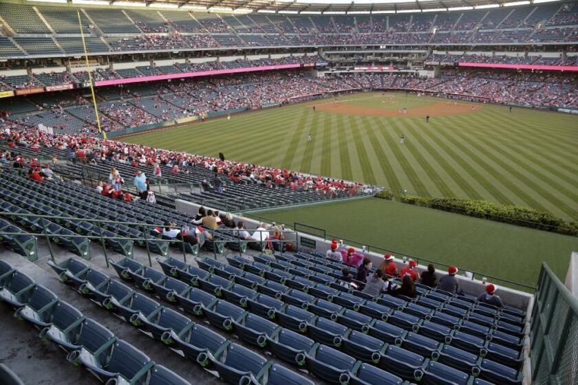 The attendance at Angel Stadium for an Angels game against the Tampa Bay Rays in Anaheim on June 2.