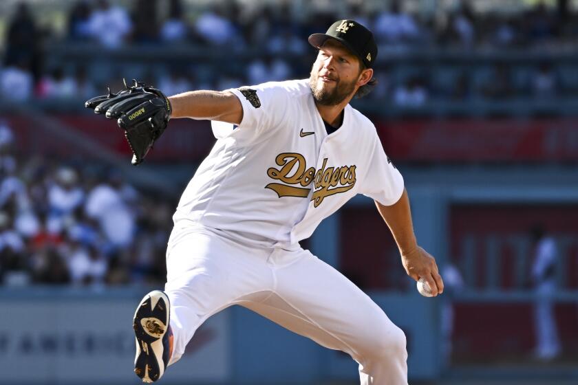 LOS ANGELES, CA - JULY 19: National League pitchers Clayton Kershaw, of the Los Angeles Dodgers.