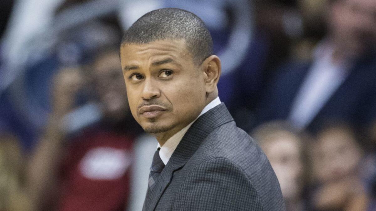 Earl Watson, shown coaching the Phoenix Suns in 2017, has the backing of Lakers guard Lonzo Ball to become the next UCLA coach.