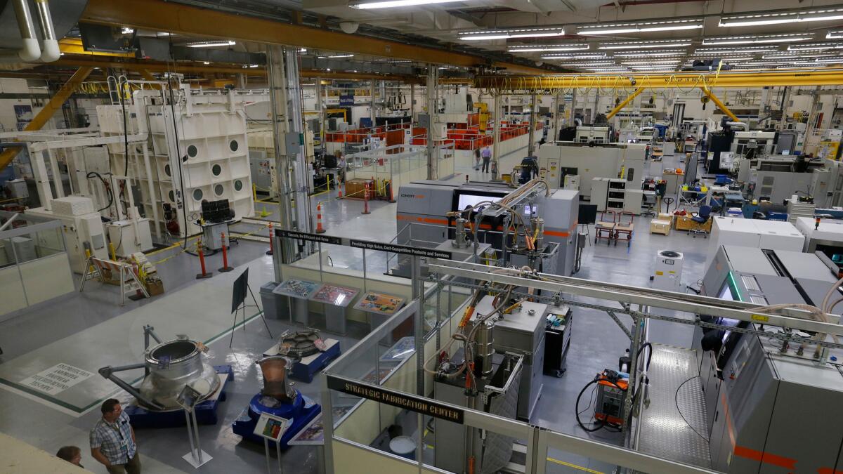 An overview of Aerojet Rocketdyne's manufacturing facility, where they are working on the AR1 rocket engine, in Canoga Park on April 18, 2016.