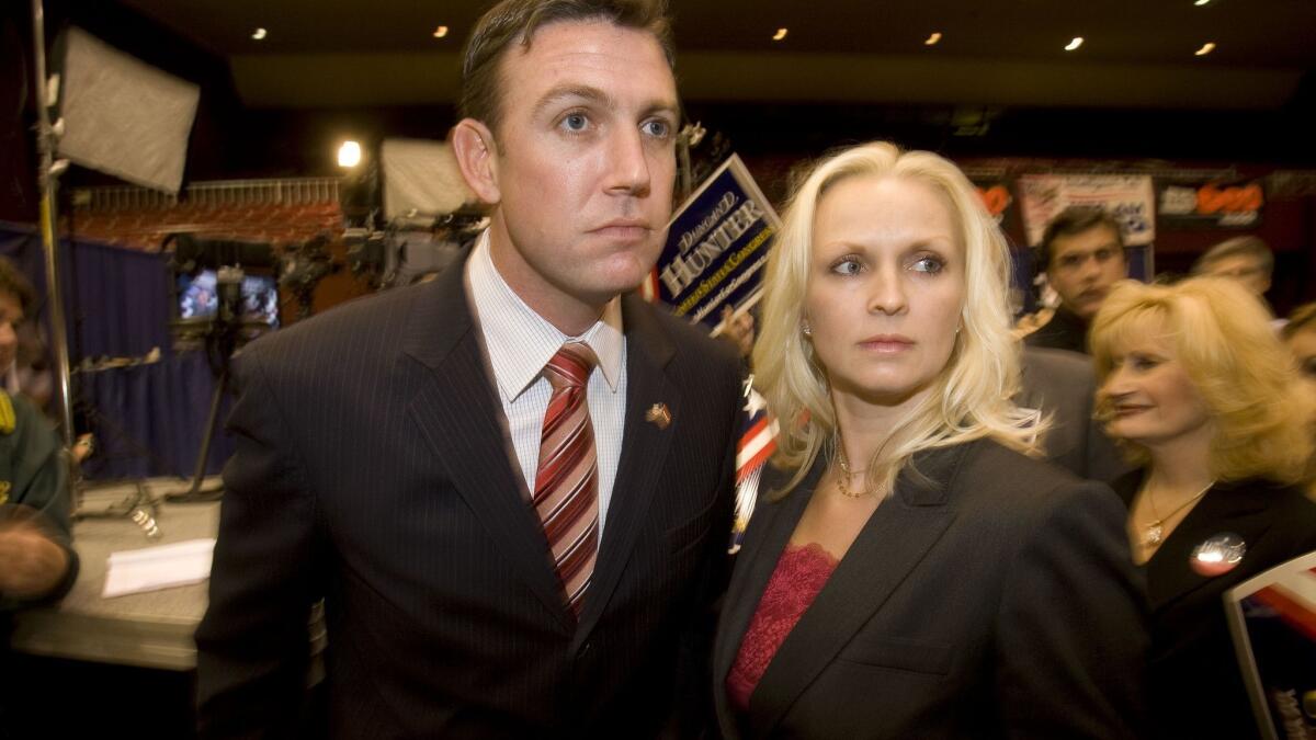 Rep. Duncan Hunter (R-Alpine) and his wife Margaret on election night 2008 in Golden Hall in San Diego.