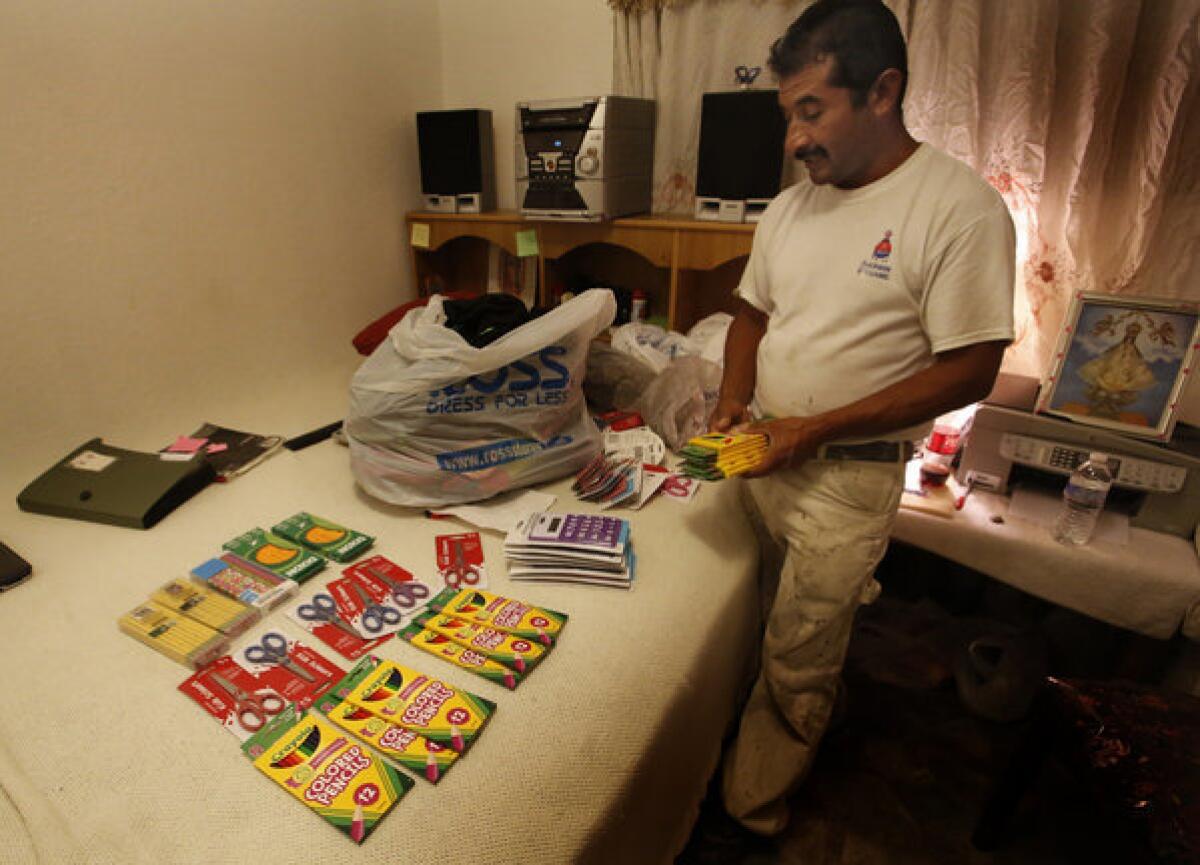 Spread across the bed in his rented room in Encinitas, Calif., are gifts Benigno Ireta intends to mail to his sextuplets in Mexico.