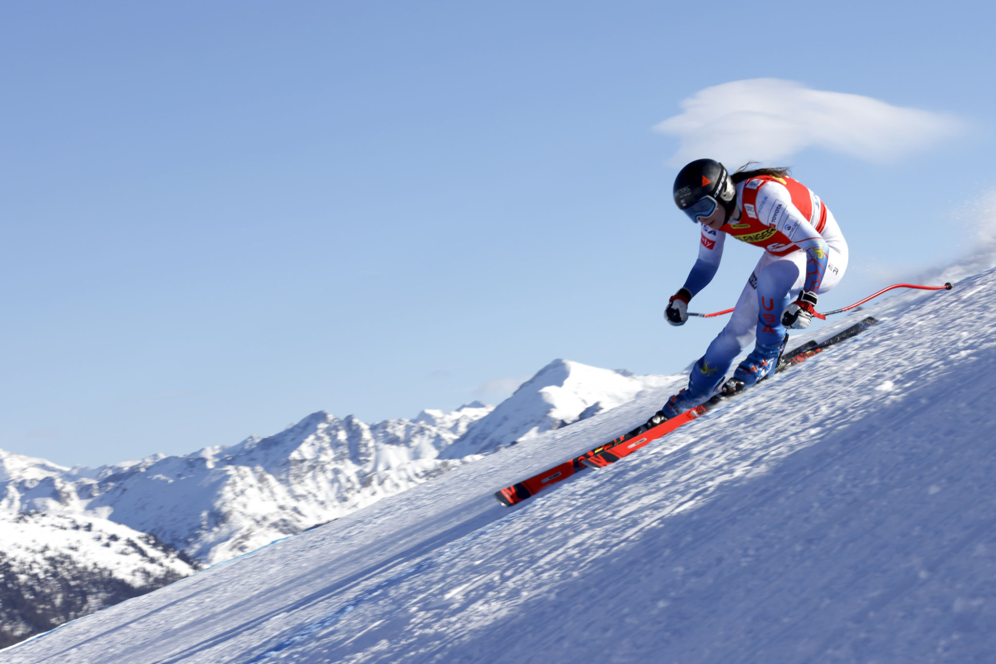 Jackie Wiles competes in an FIS Alpine World Cup downhill training run in Zauchensee, Austria, on Jan. 14.