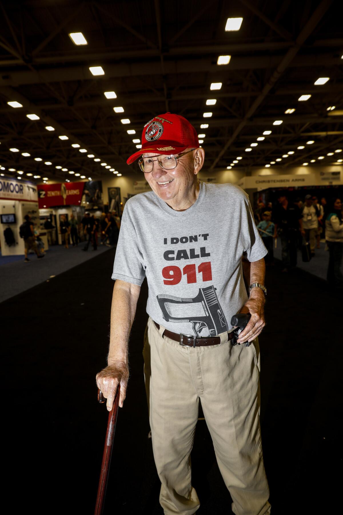 Richard Lavender, 82, a Marine from Parker, Texas, is a proponent of open carry laws and says he always wears his Smith & Wesson Model 642 on his hip when leaving the house.