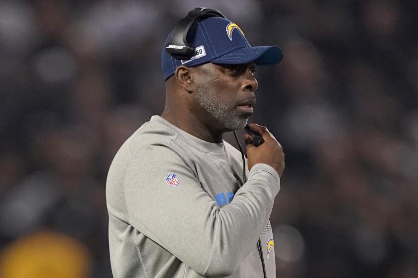OAKLAND, CALIFORNIA - NOVEMBER 07: Head coach Anthony Lynn of the Los Angeles Chargers looks on from the sidelines against the Oakland Raiders during the first quarter at RingCentral Coliseum on November 07, 2019 in Oakland, California. (Photo by Thearon W. Henderson/Getty Images)