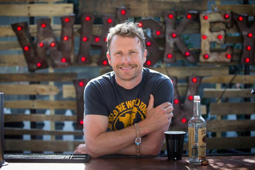 INDIO, CALIF. -- FRIDAY, APRIL 28, 2017: Dierks Bentley hangs out at his bar next to his trailer before headlining Friday night's Stagecoach country music festival at the Empire Polo Fields in Indio, Calif., on April 28, 2017. (Allen J. Schaben / Los Angeles Times)