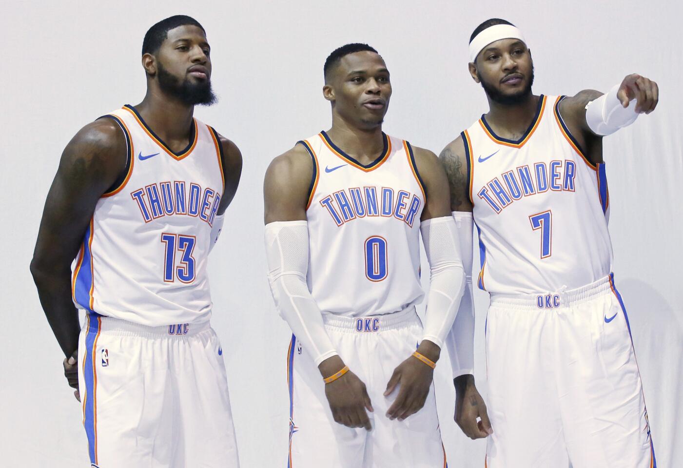 Paul George, Russell Westbrook, Carmelo Anthony