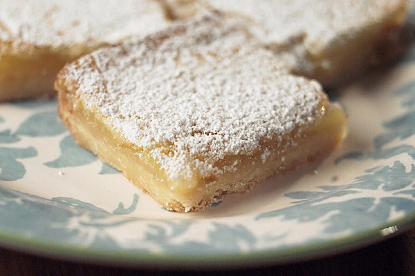 Fresh lemon curd is slathered over a rich shortbread crust. Make them a day ahead of time. Recipe: Joan's on Third's lemon bars