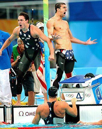 Garrett Weber-Gale, Michael Phelps, Jason Lezak, Beijing Olympics -- Day 3