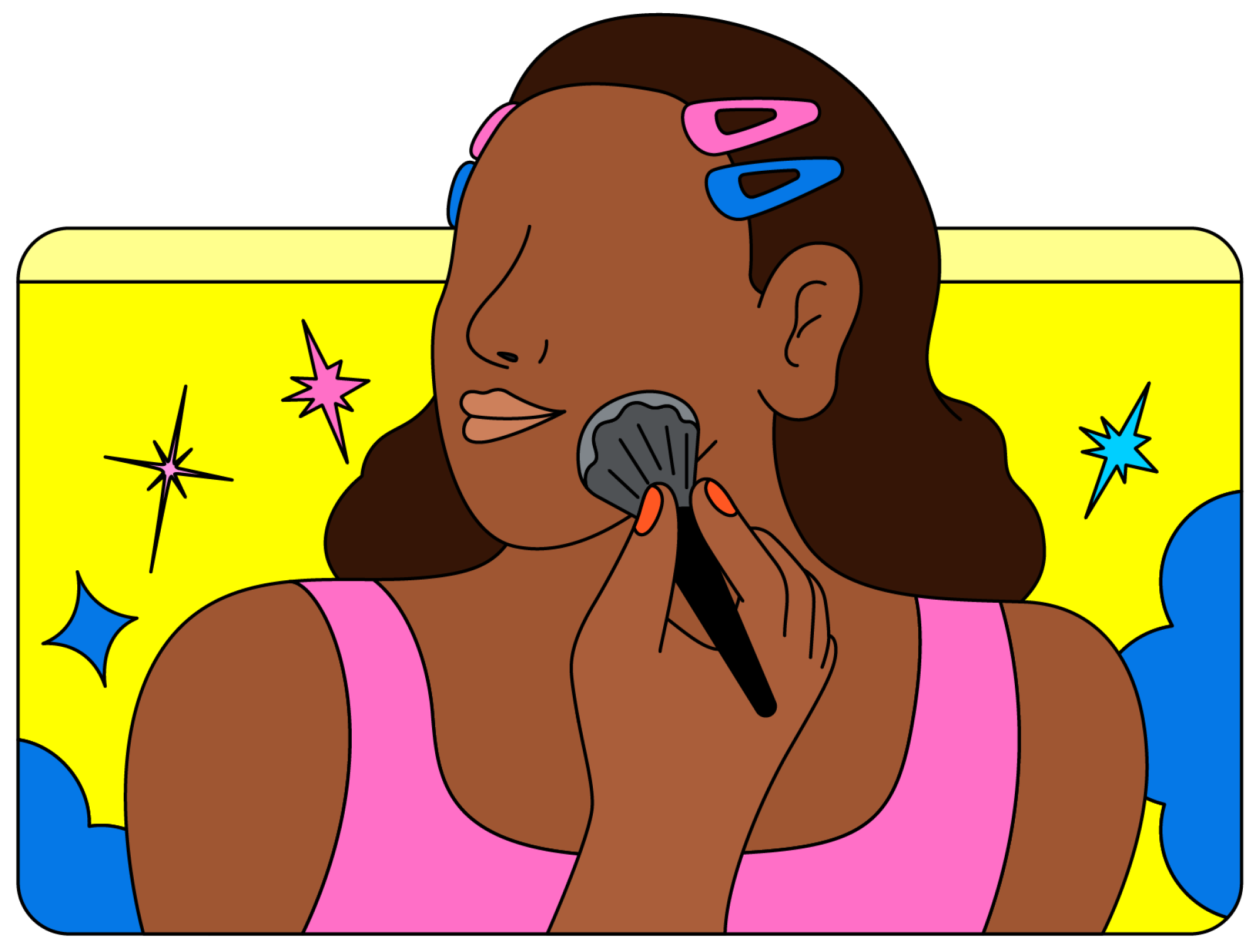 Illustration of a YouTuber doing a makeup tutorial