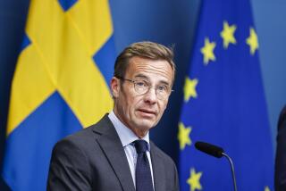 Sweden's Prime Minister Ulf Kristersson speaks during a press conference in Stockholm, Sweden, Tuesday, Aug. 1, 2023 on the security policy to protect Swedish citizens. (Caisa Rasmussen/TT News Agency via AP)