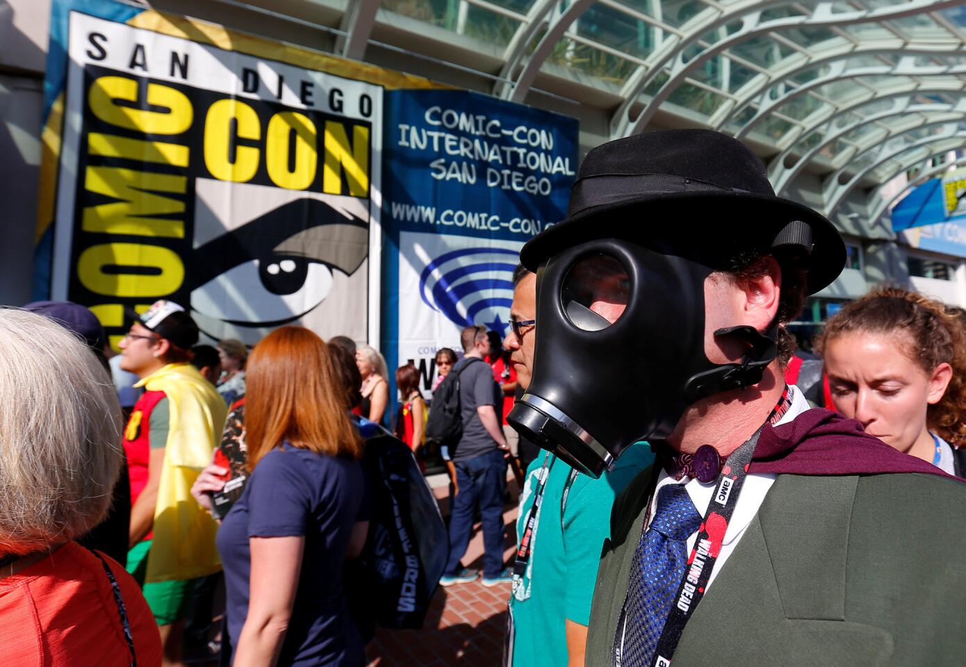 An attendee dressed as Sandman arrives for opening day of the annual Comic-Con International in San Diego, California