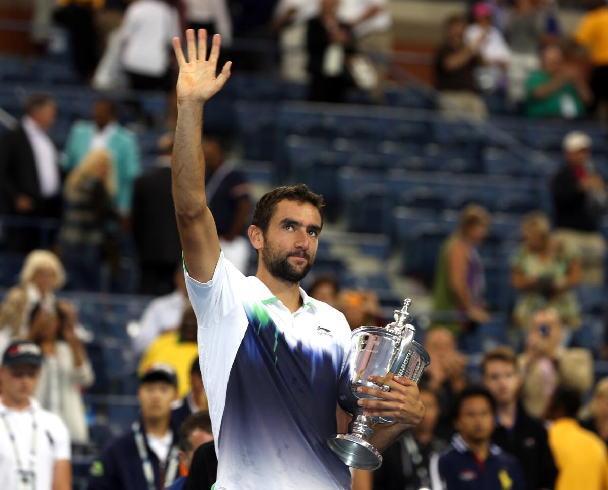 CBS' broadcast of the U.S. Open men's singles championship match that saw Marin Cilic, shown, of Croatia defeating Kei Nishikori of Japan drew an average of 2.2 million viewers.