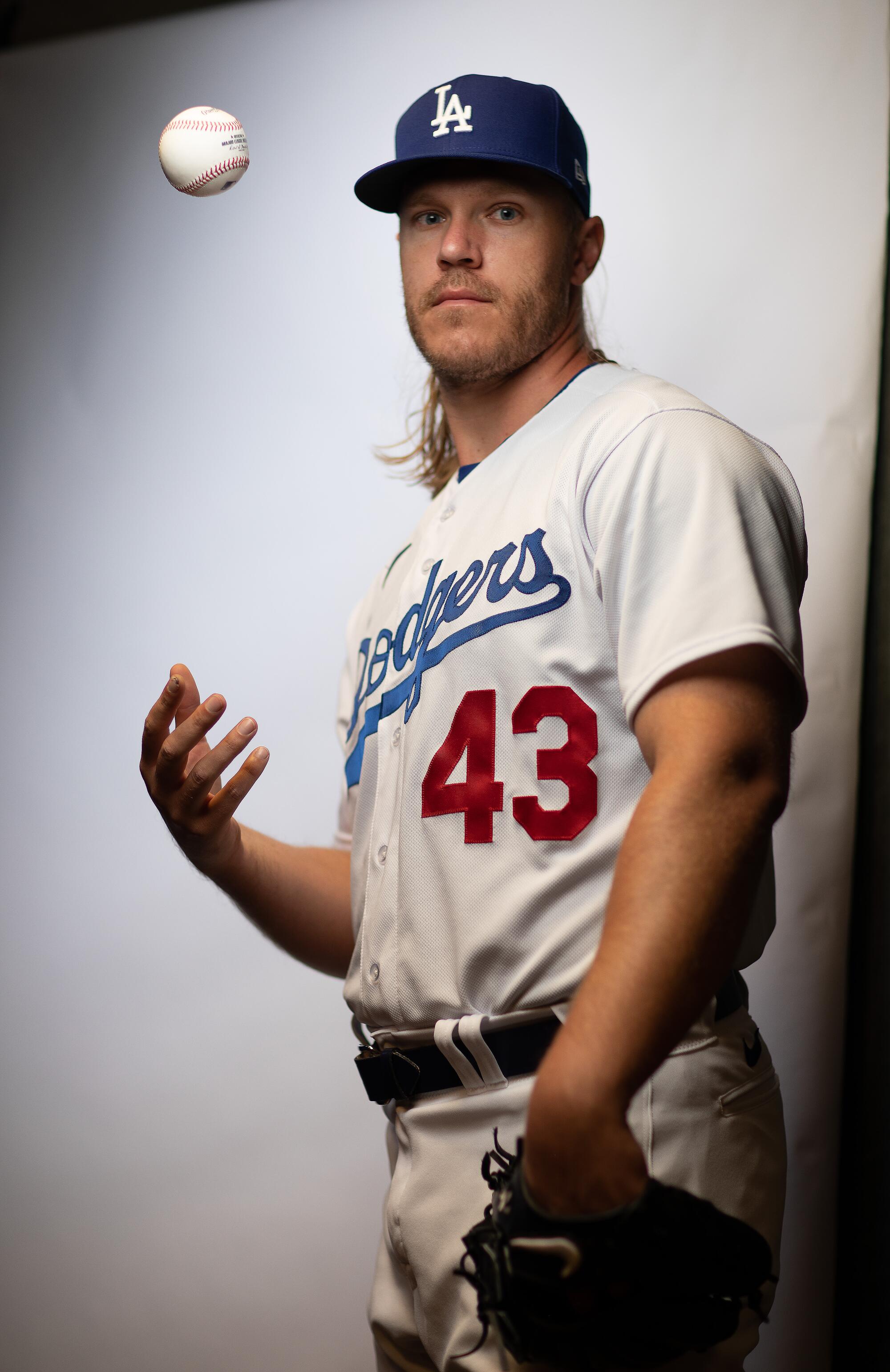 Dodgers Noah Syndergaard photographed during a shoot at spring training at Camelback Ranch