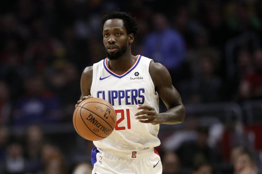 Los Angeles Clippers' Patrick Beverley during an NBA basketball game Tuesday, March 19, 2019, in Los Angeles. (AP Photo/Marcio Jose Sanchez)