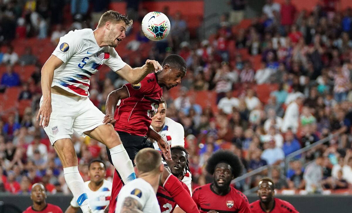 Walker Zimmerman and Kevan George at a June 22 Gold Cup game.