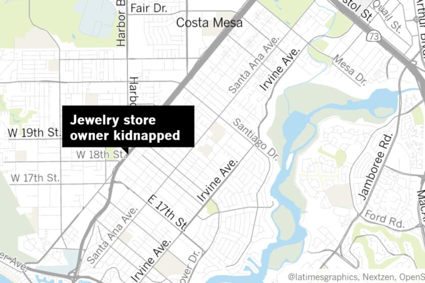 A man police say was kidnapped and robbed in Costa Mesa on Wednesday night and found bound and gagged early Thursday in Santa Ana is the owner of Diamond and Jewelry Exchange at 1808 Newport Blvd. in Costa Mesa, according to the store's property manager.
