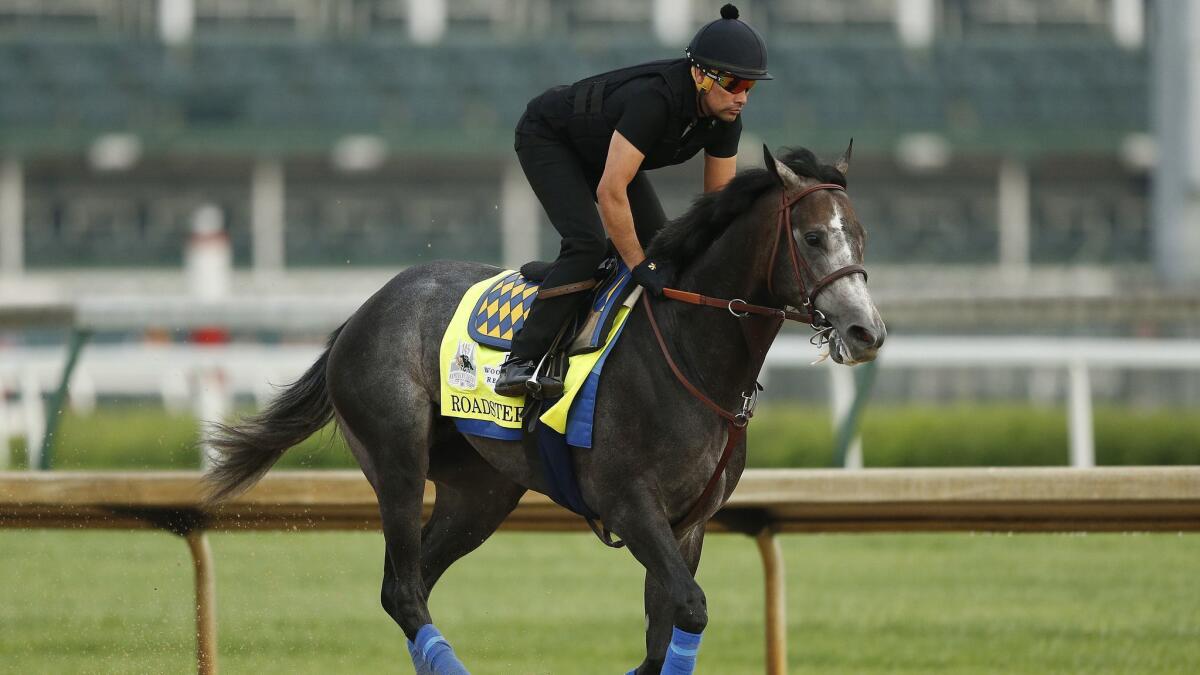 Roadster takes part in a morning training run at Churchill Downs on May 1.