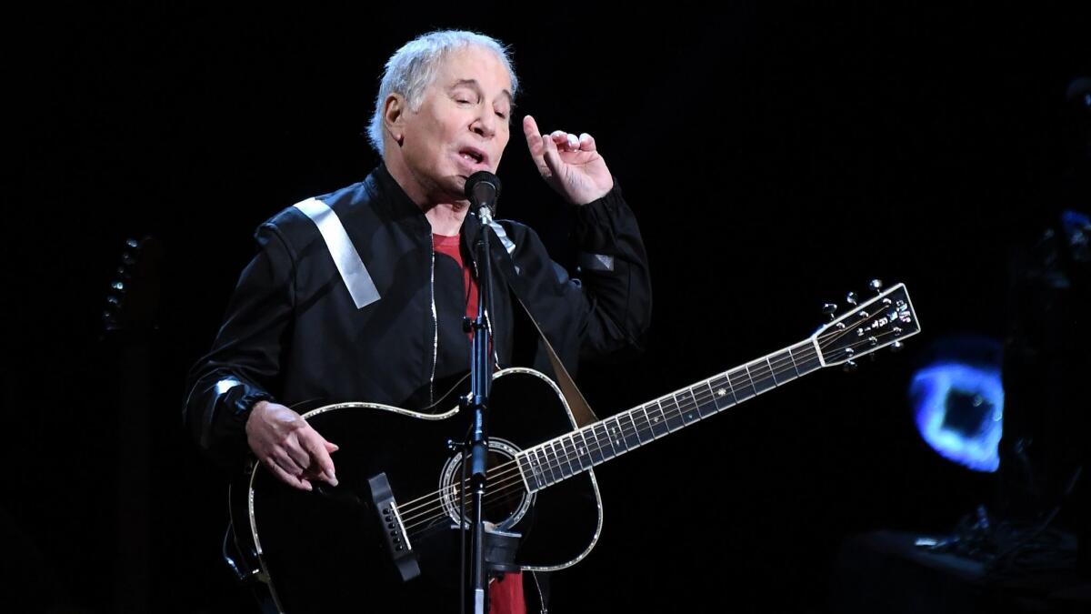 Paul Simon performs Tuesday night at the Hollywood Bowl.