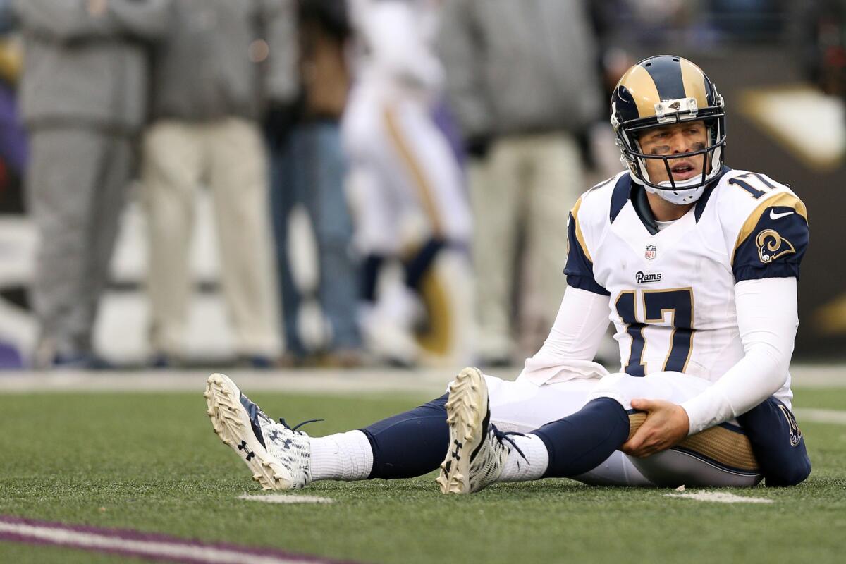 Rams quarterback Case Keenum suffered a concussion during a game against the Ravens during a game on Nov. 22.