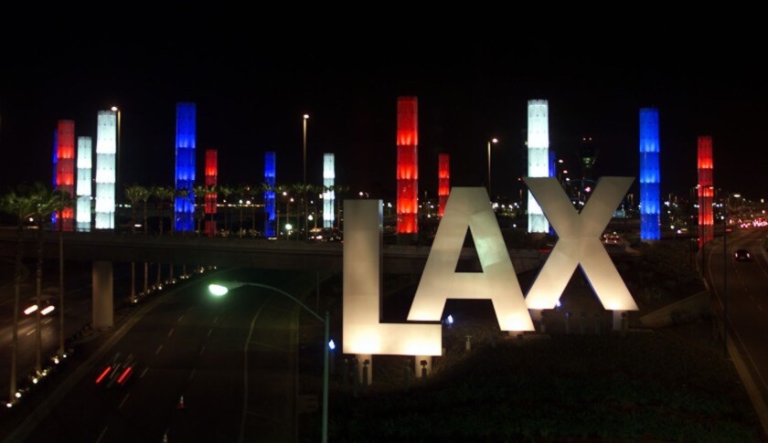 Lighted sculptures outside LAX