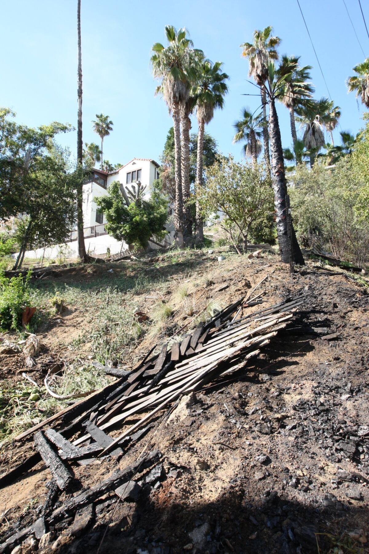 Glendale firefighters quickly knocked down a vegetation fire to rear of 1315 N Howard St. on Tuesday, April 29, 2014.