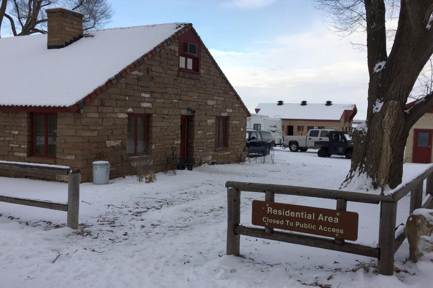 Federal buildings at the Malheur National Wildlife Refuge. Protesters are occupying the refuge in Oregon to object to a prison sentence for local ranchers.