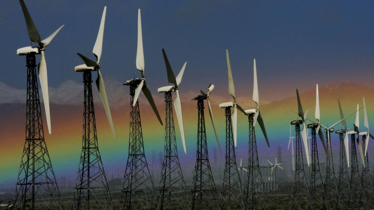 Wind turbines in Palm Springs, Calif.