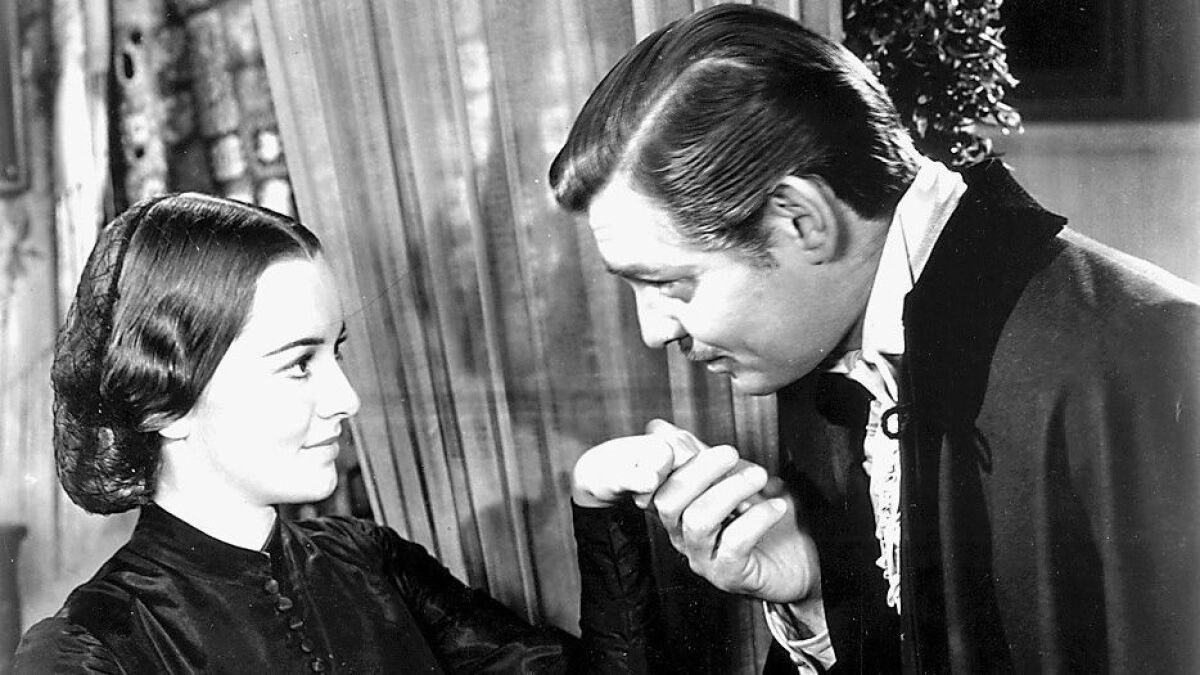 Olivia de Havilland and Clark Gable star in "Gone With the Wind."