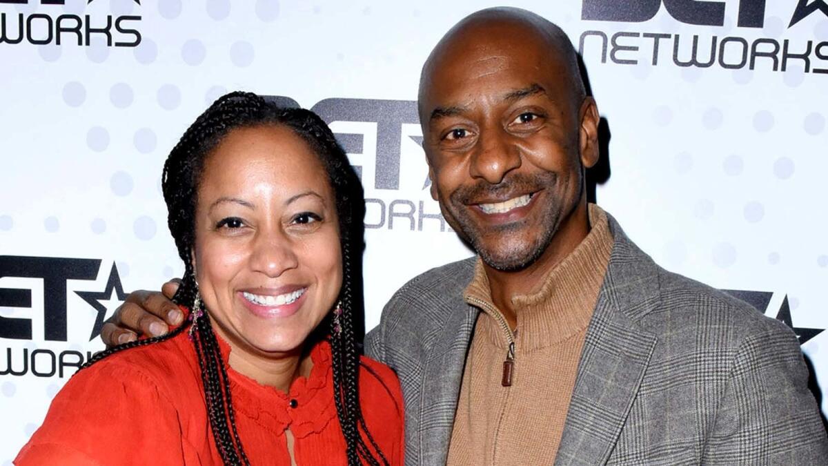 Former BET executives Zola Mashariki and Stephen Hill at a reception sponsored by the network in January.