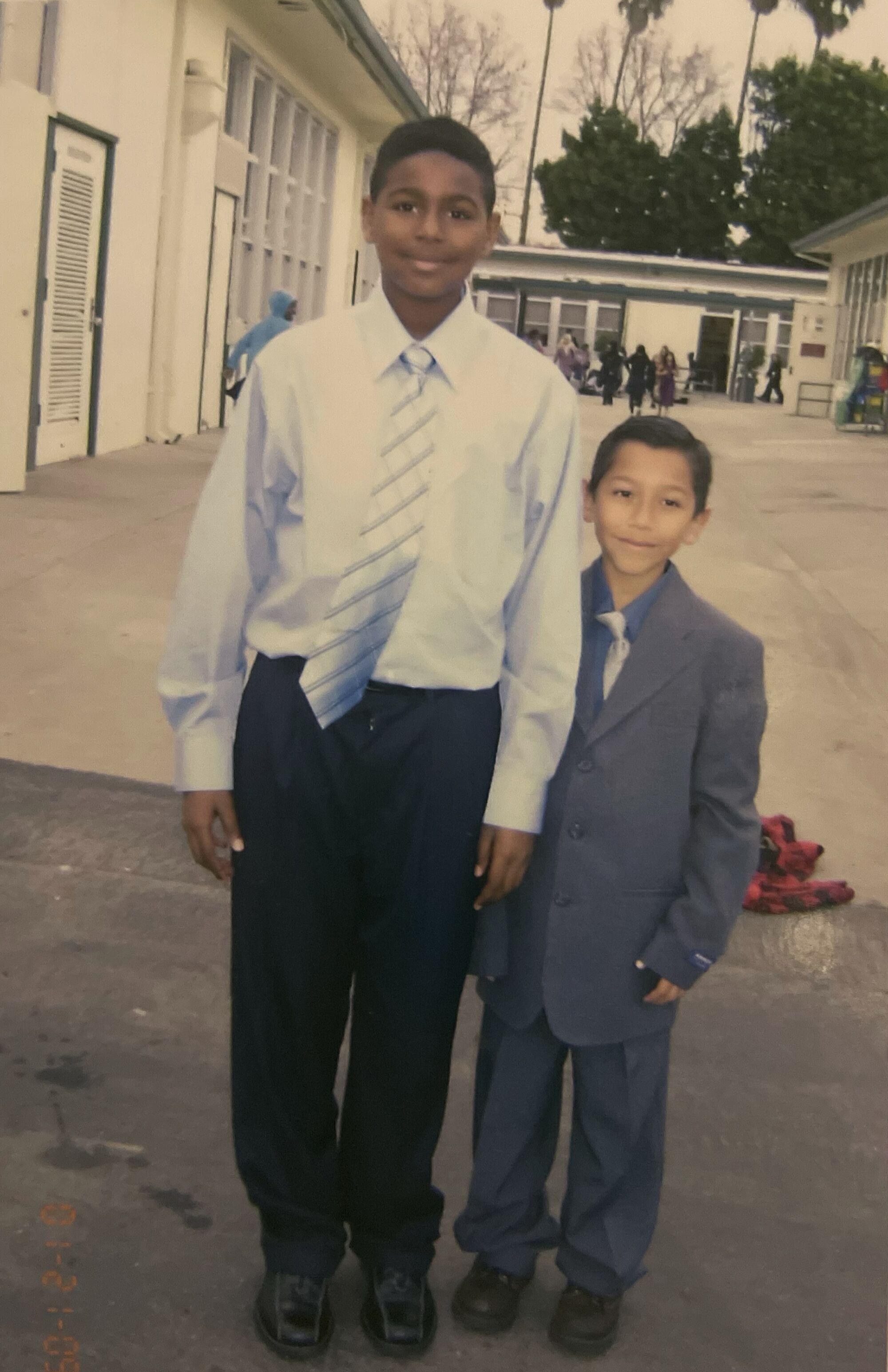 Myles Johnson, left, with his friend and fourth grade classmate Dorian Rodriguez.