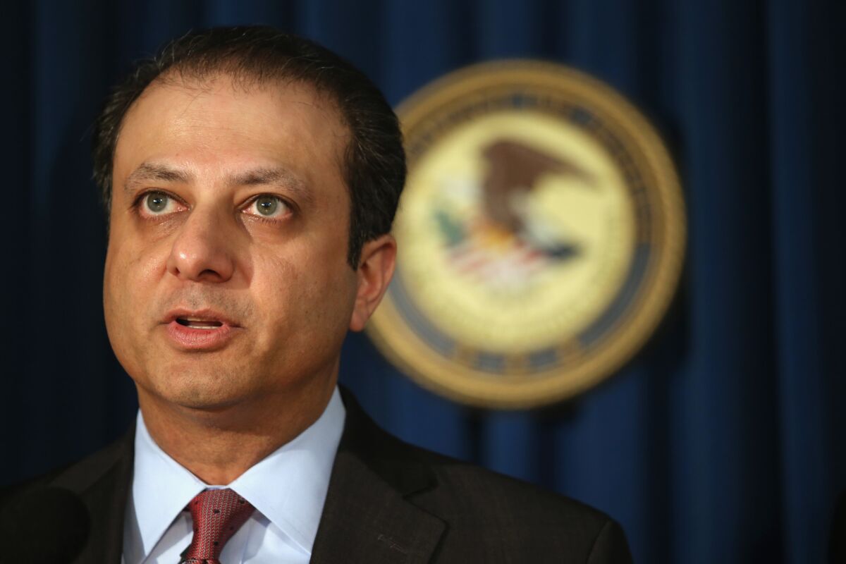 Preet Bharara, the U.S. attorney for New York, is scheduled to discuss the indictment of Liberty Reserve, a major digital currency company, on money-laundering charges.
