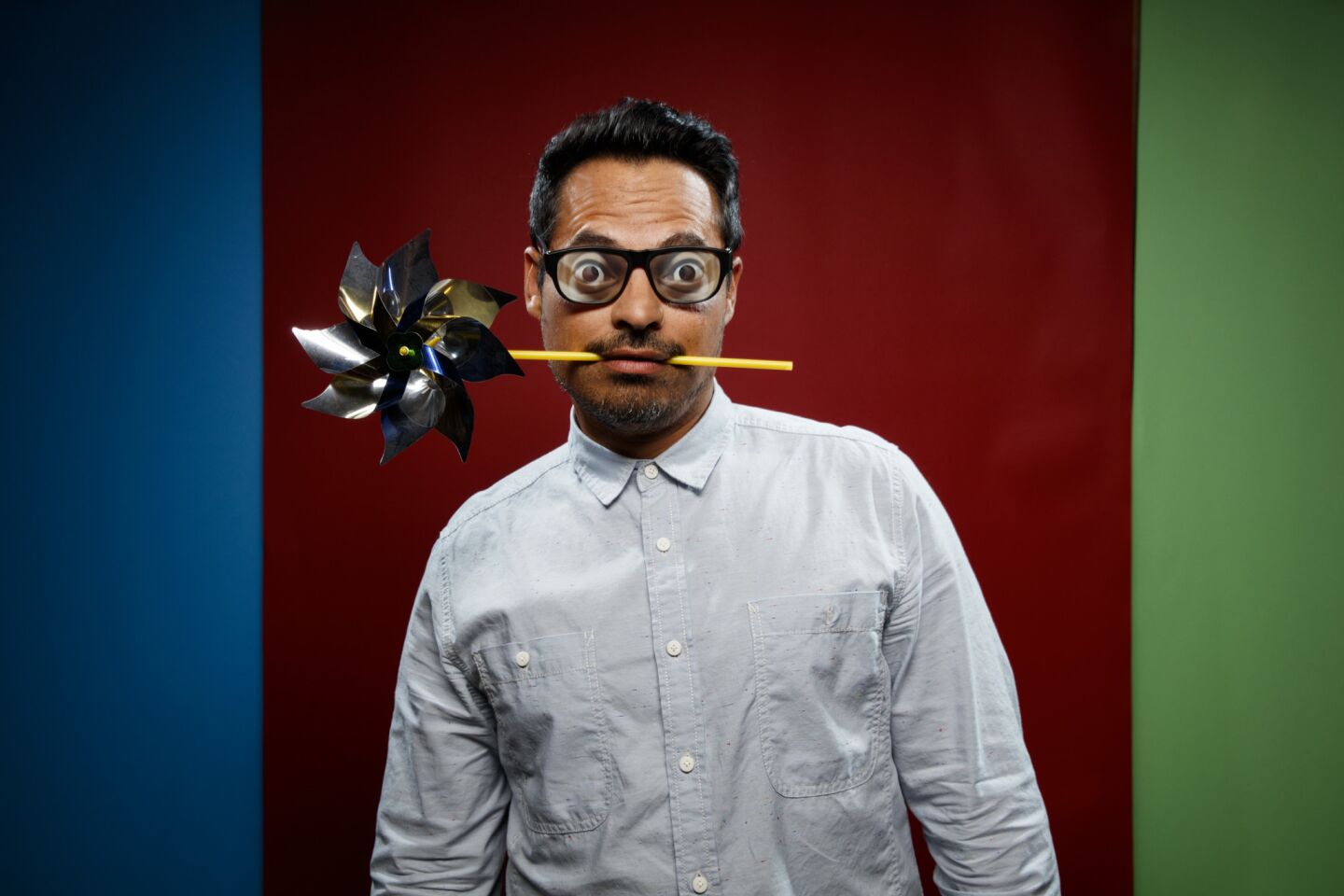 Michael Pena, from "The Lego Ninjago Movie," photographed in the L.A. Times photo studio at Comic-Con 2017.