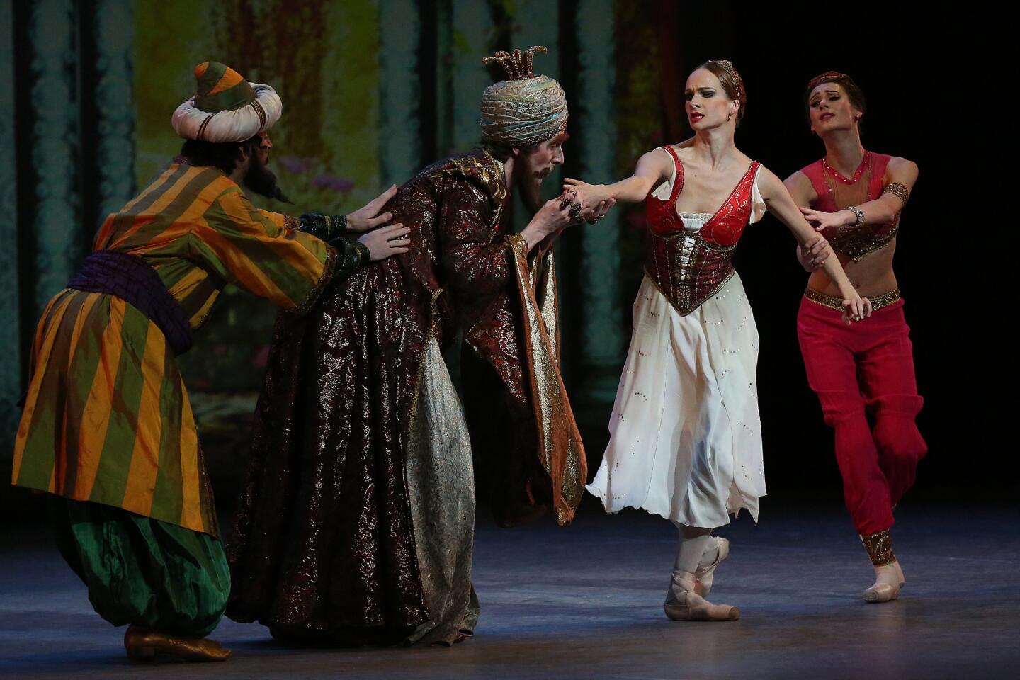 Alexey Malakhov as Seyd-Pasha, second from left, tries to win the favor of Medora (Ekaterina Borchenko).