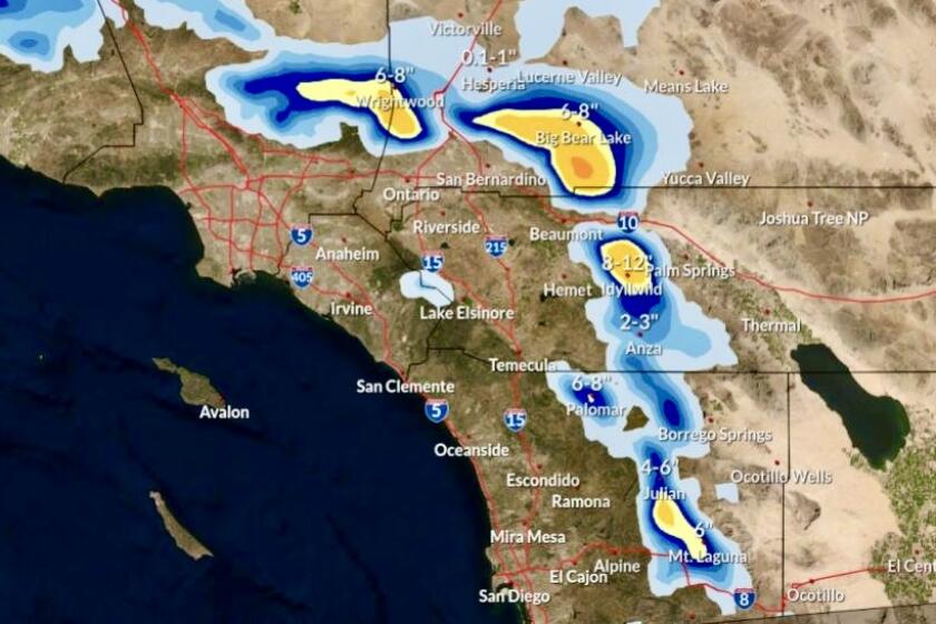 Snow is expected to fall in the San Diego mountains on Friday.