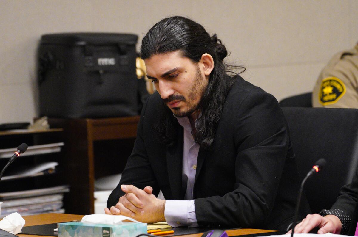 Ali Abulaban, a TikTok star known as JinnKid, sits in San Diego Superior Court during opening statements on May 1.