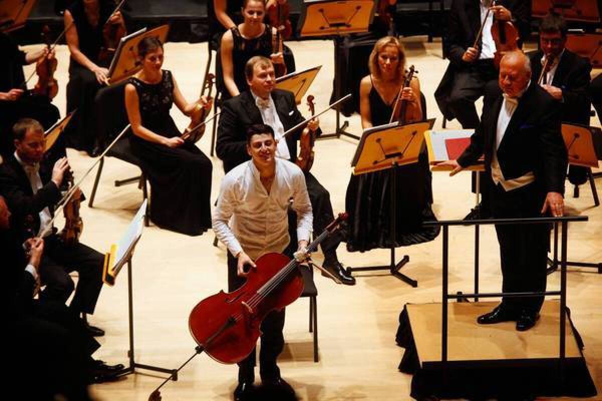 Cellist Narek Hakhnazaryan performed the Dvorak Cello Concerto led by Estonian Symphony conductor Neeme Jarvi at the Soka center in Aliso Viejo.