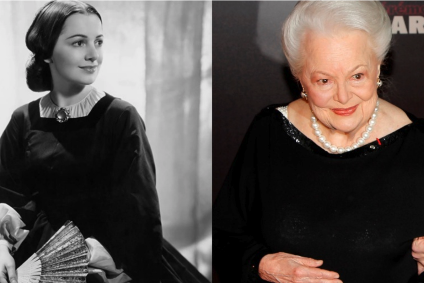 A la izquierda, Olivia en la película que le dio fama mundial "Lo que el viento se llevó" y a la derecha la actriz en la actualidad.