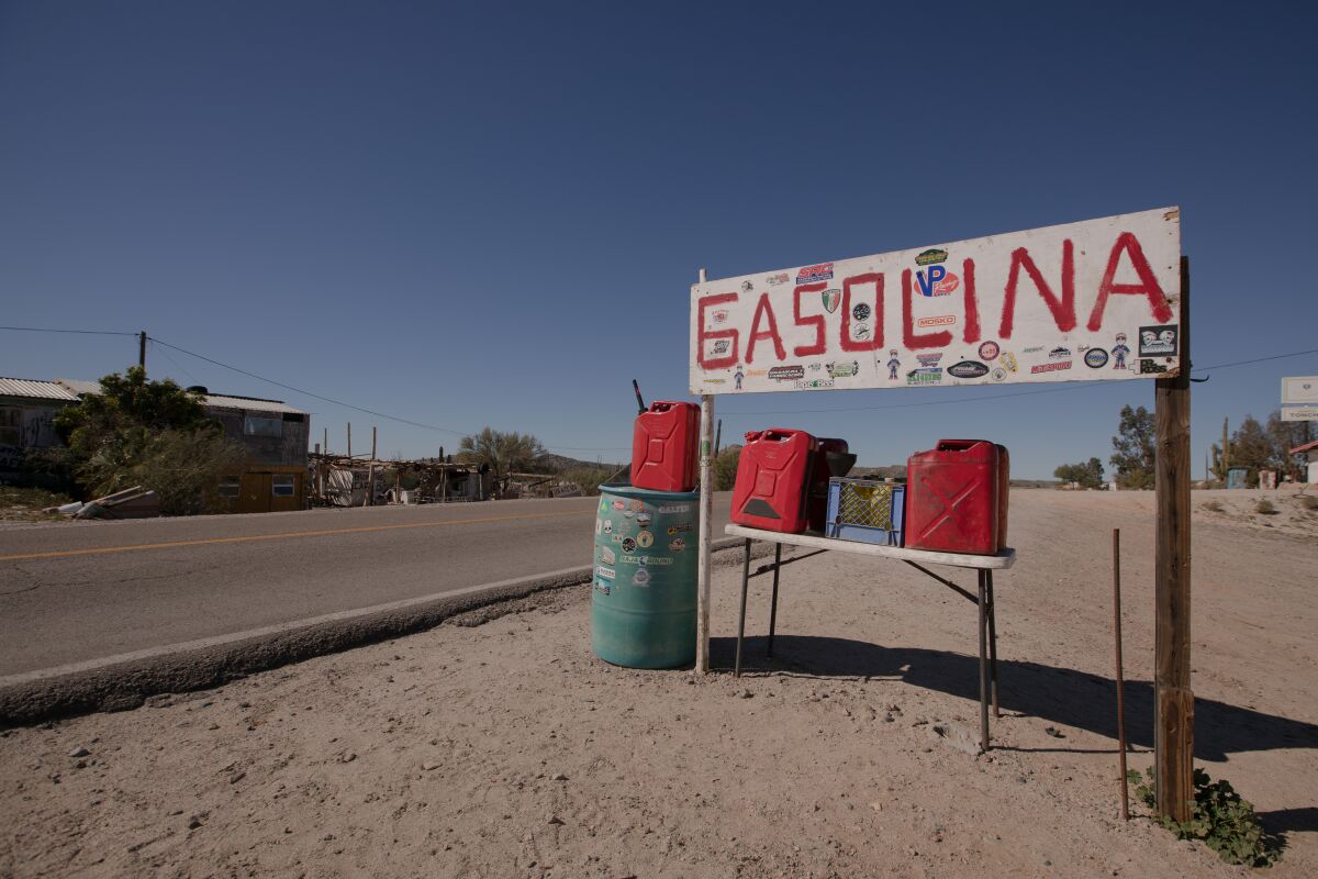 Gas for sale along Mexican Hwy. 1, in Catavina.