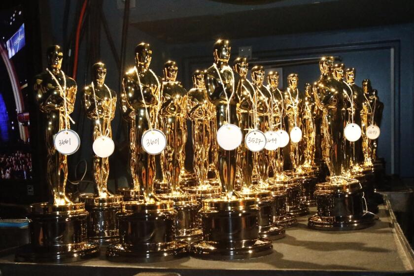 Oscar statuettes await their presentation.