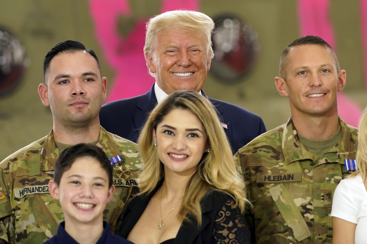 President Trump with members of the California National Guard and their families in Sacramento.
