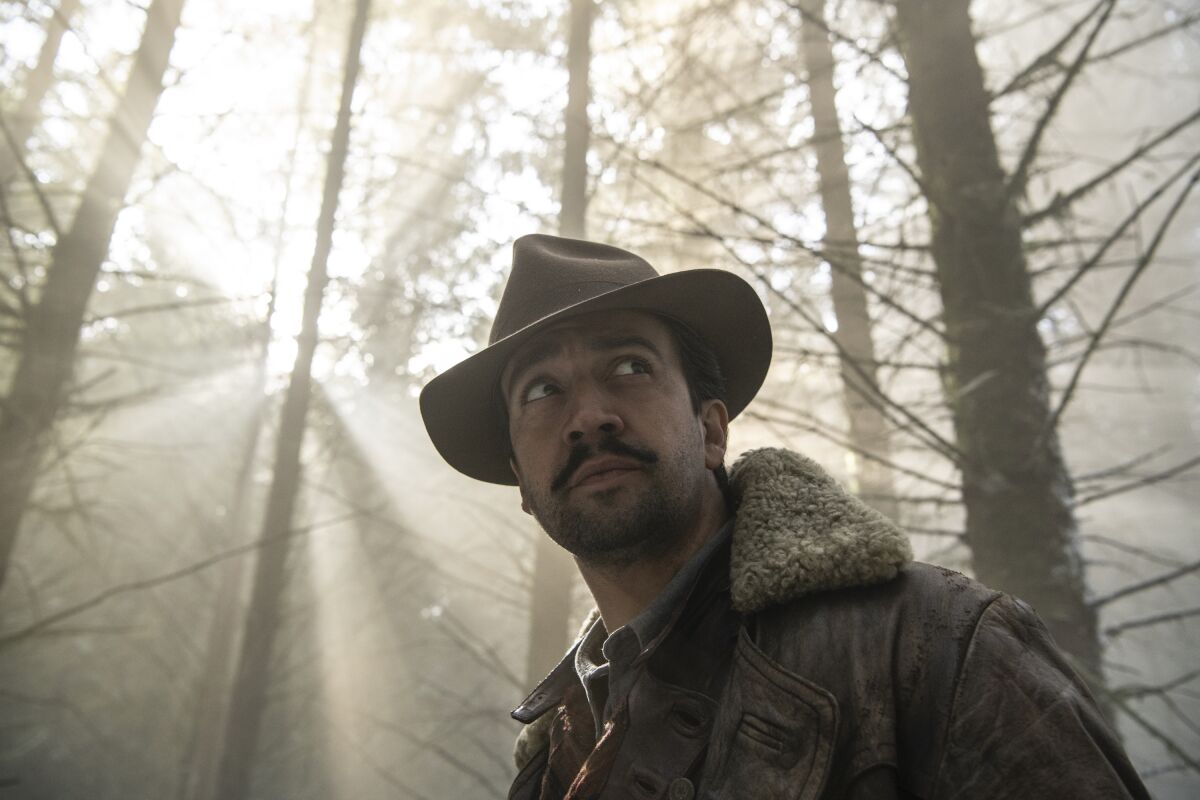 Lin-Manuel Miranda plays Lee Scoresby, a Texas "aeronaut," in the alternate world portrayed in the HBO adaptation of Philip Pullman's "His Dark Materials."