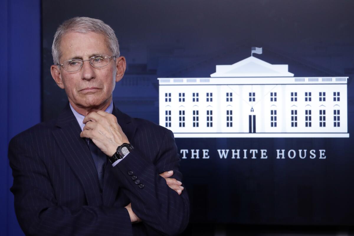 Dr. Anthony Fauci at the White House on Wednesday.