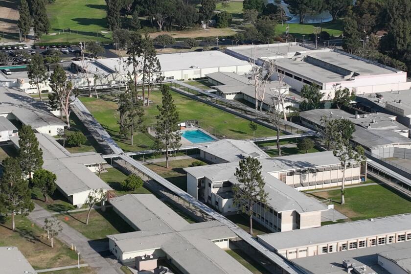 Downey, CA - June 29: Aerial view of Los Padrinos Juvenile Hall in Los Padrinos Juvenile Hall in Downey Thursday, June 29, 2023. (Allen J. Schaben / Los Angeles Times)