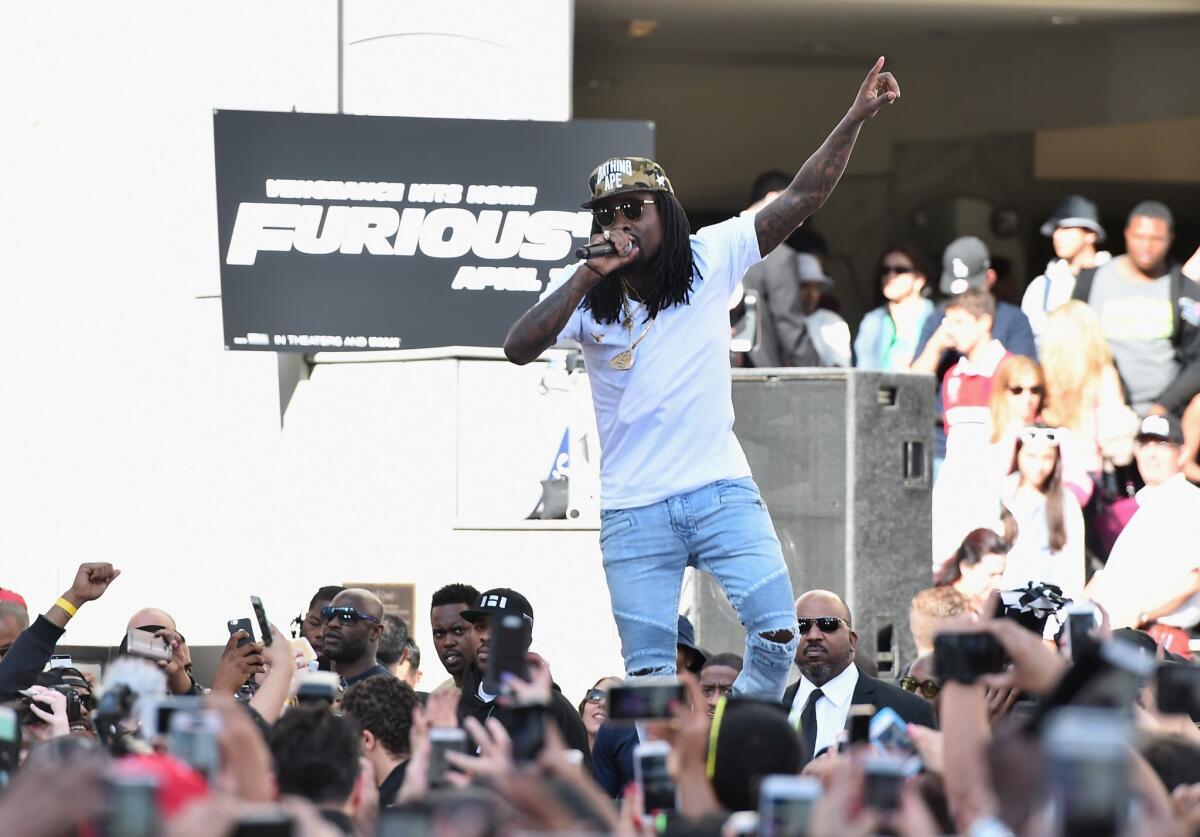 The rapper Wale, featured on the soundtrack of "Furious 7," performs in Hollywood on April 1.