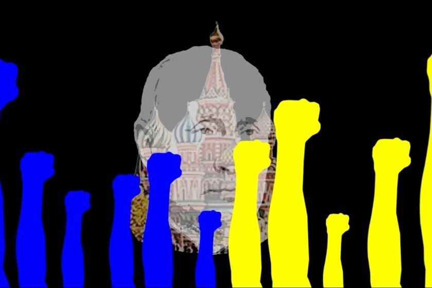This image using the colors of Ukraine appears in the award-winning music video "Ukraine, Ukraine (Half The World Away)."
