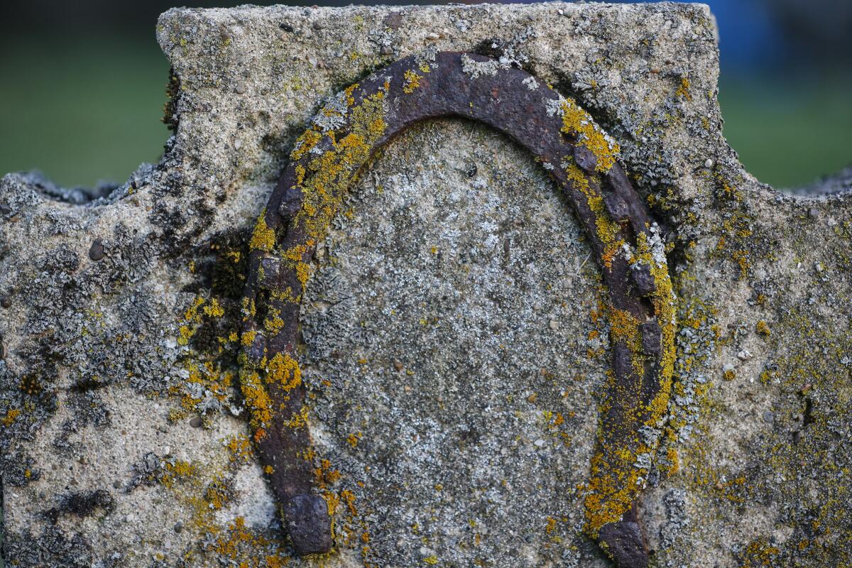 A horseshoe decorates a headstone at African Cemetery No. 2 in Lexington, Ky. (Robert Gauthier / Los Angeles Times)