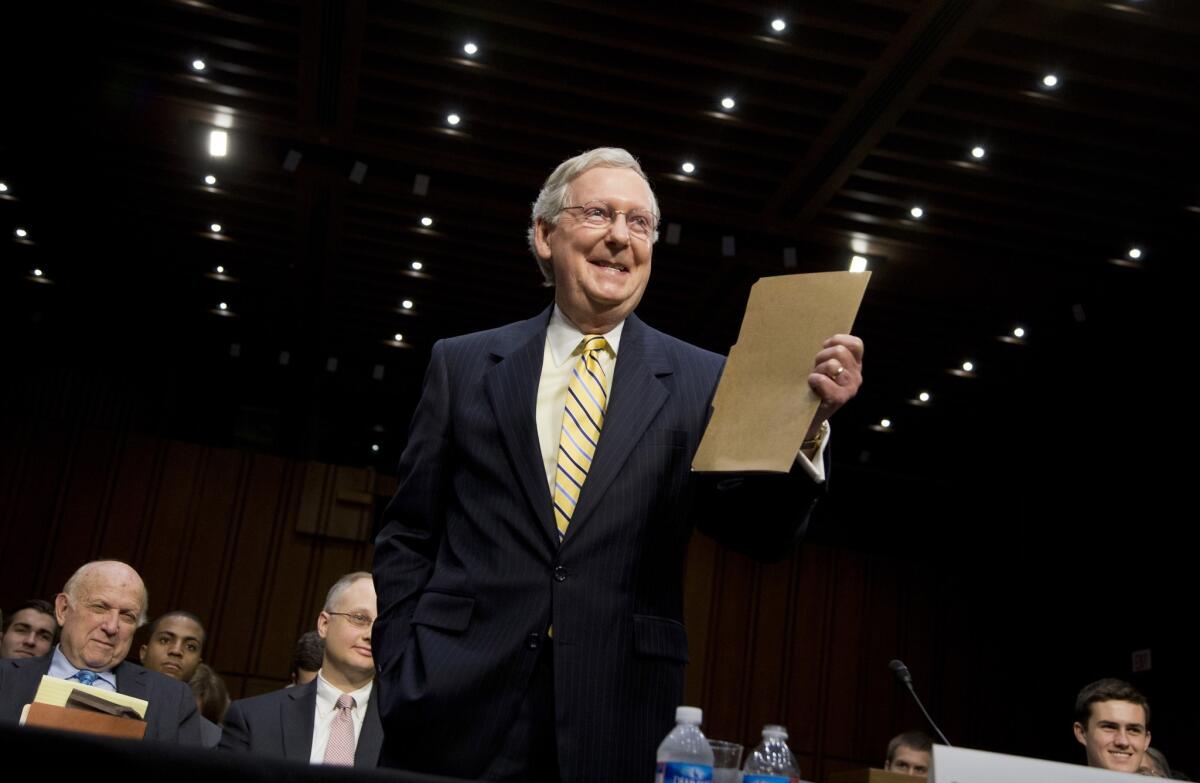 Senate Minority Leader Mitch McConnell (R-Ky.) faces a stiff challenge in November from Democratic Secretary of State Alison Lundergan Grimes.