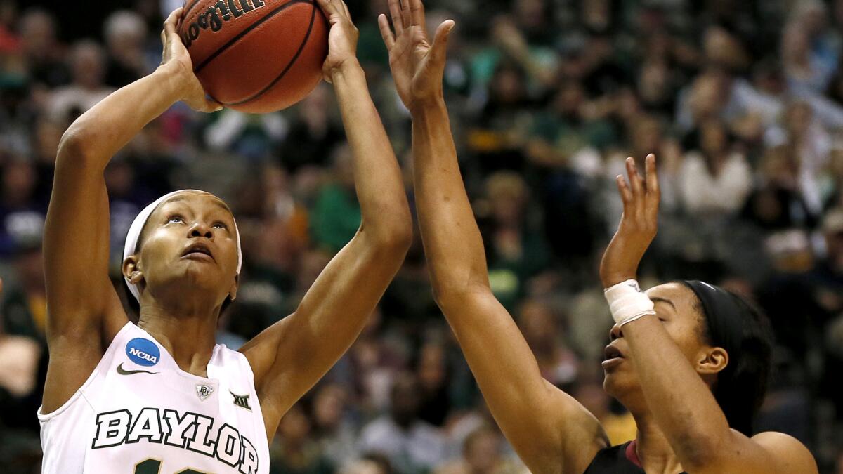 Baylor forward Nina Davis attempts a layup against Florida State forward Ivey Slaughter during the second half Saturday.